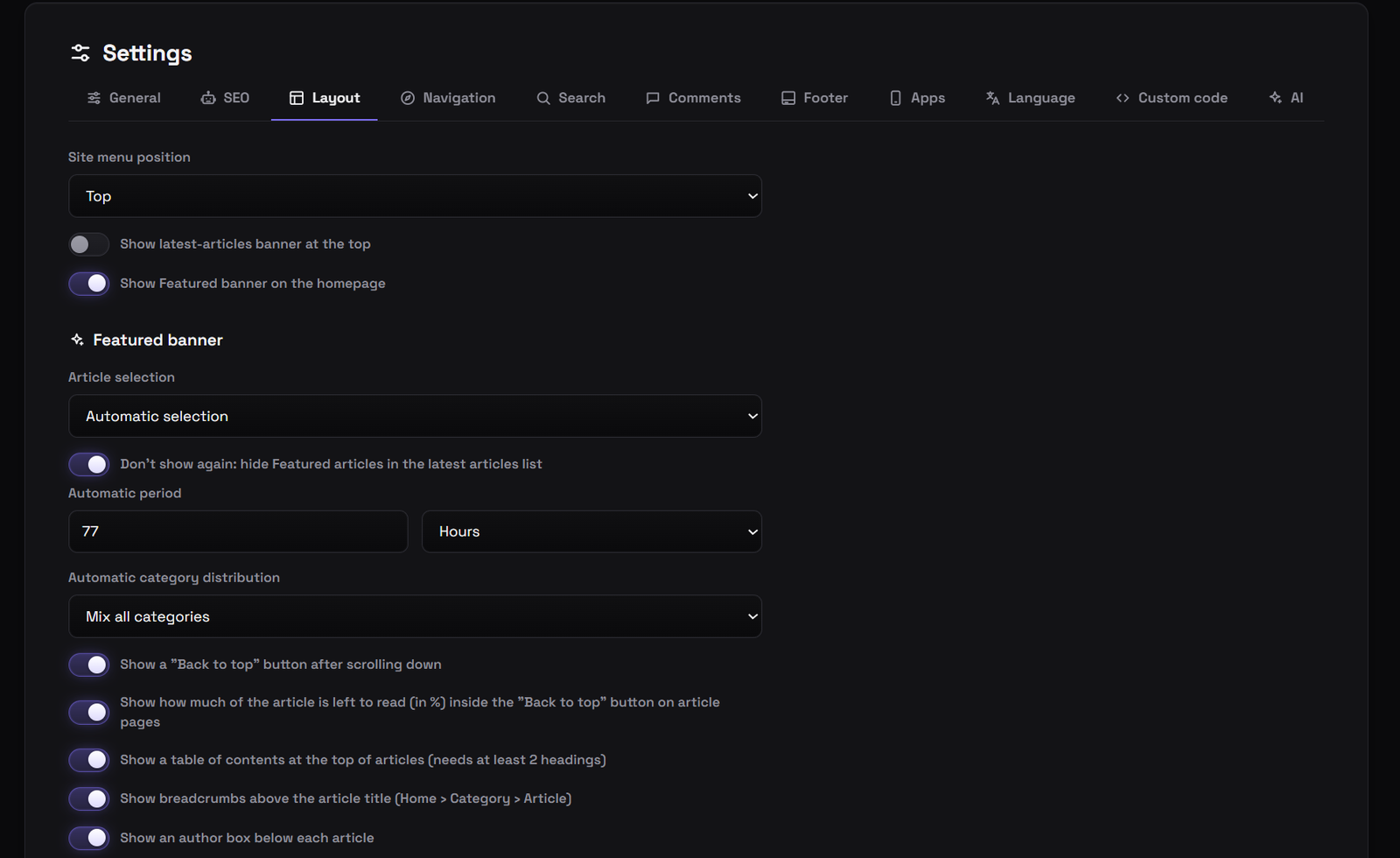 Advanced Settings